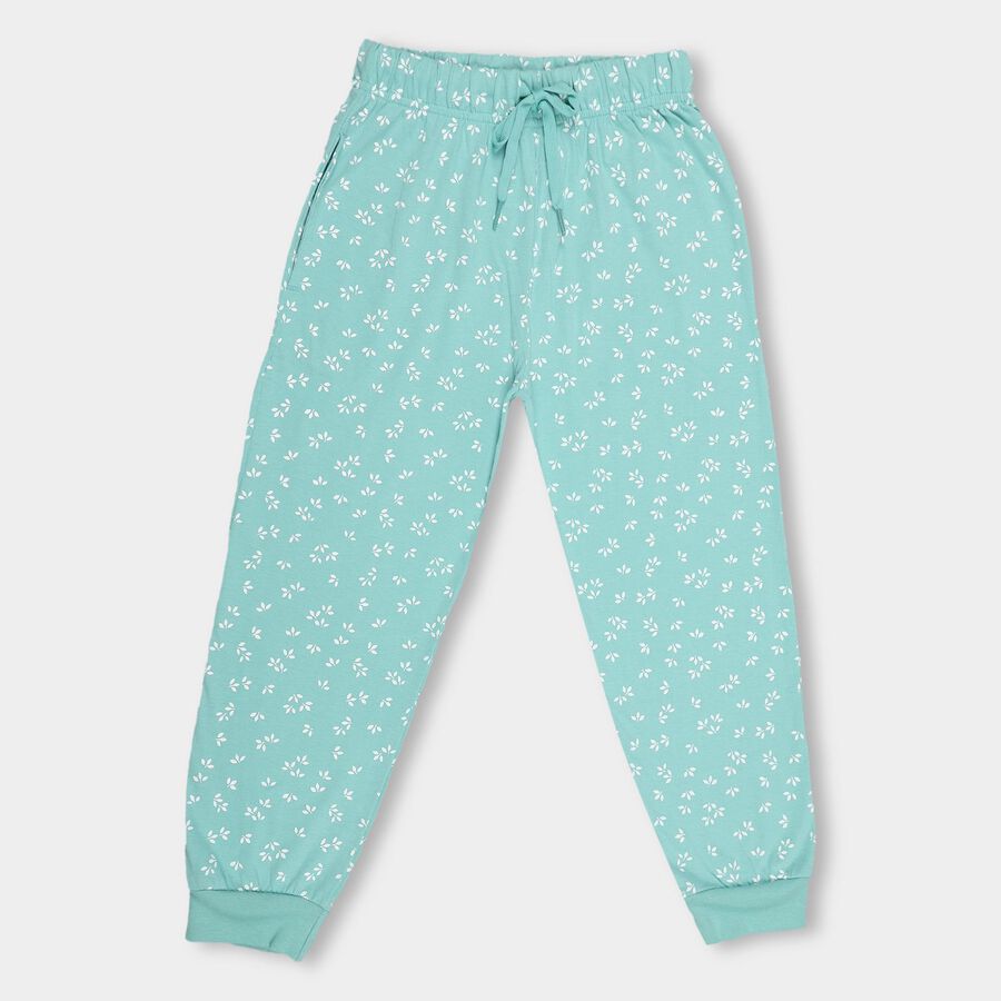 Girls' Mint Green Printed Jogger Pyjama, Light Green, large image number null