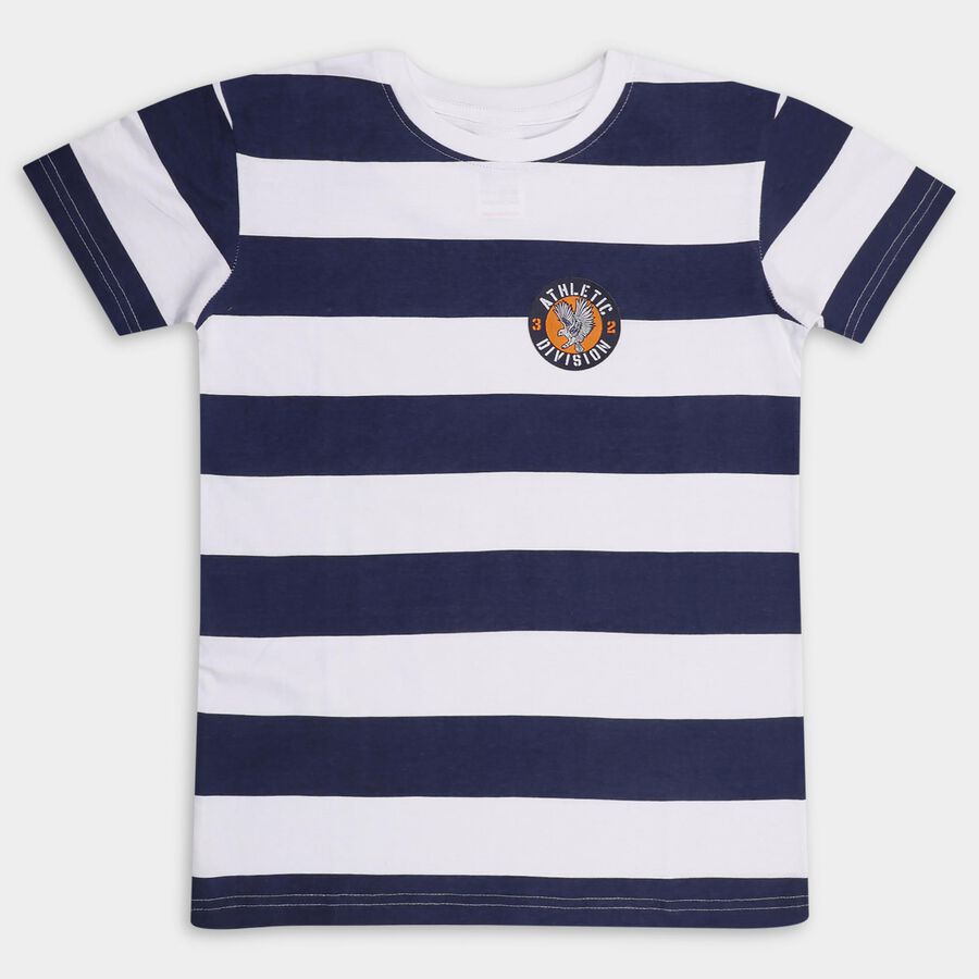 Boys' 100% Cotton Half Sleeves T-Shirt , नेवी ब्लू, large image number null