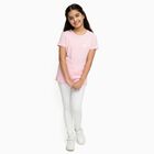 Girls Light Pink Round Neck Casual T-Shirt, हल्का गुलाबी, small image number null