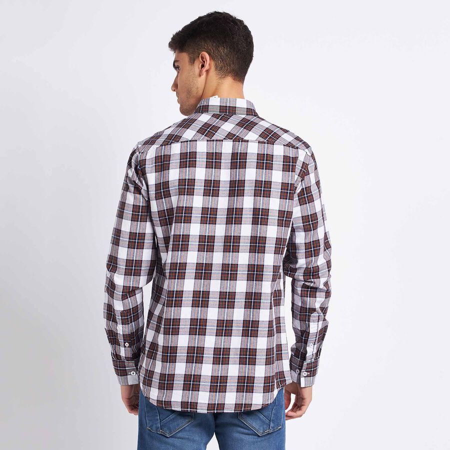 Cotton Checks Casual Shirt, Brown, large image number null