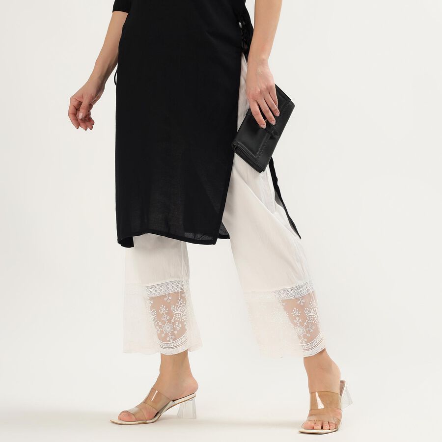 Women's Cotton Regular-Fit Palazzos, Off White, large