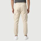 Men's Beige Regular Fit Cargo Jogger Track Pants, गहरा पीला, small