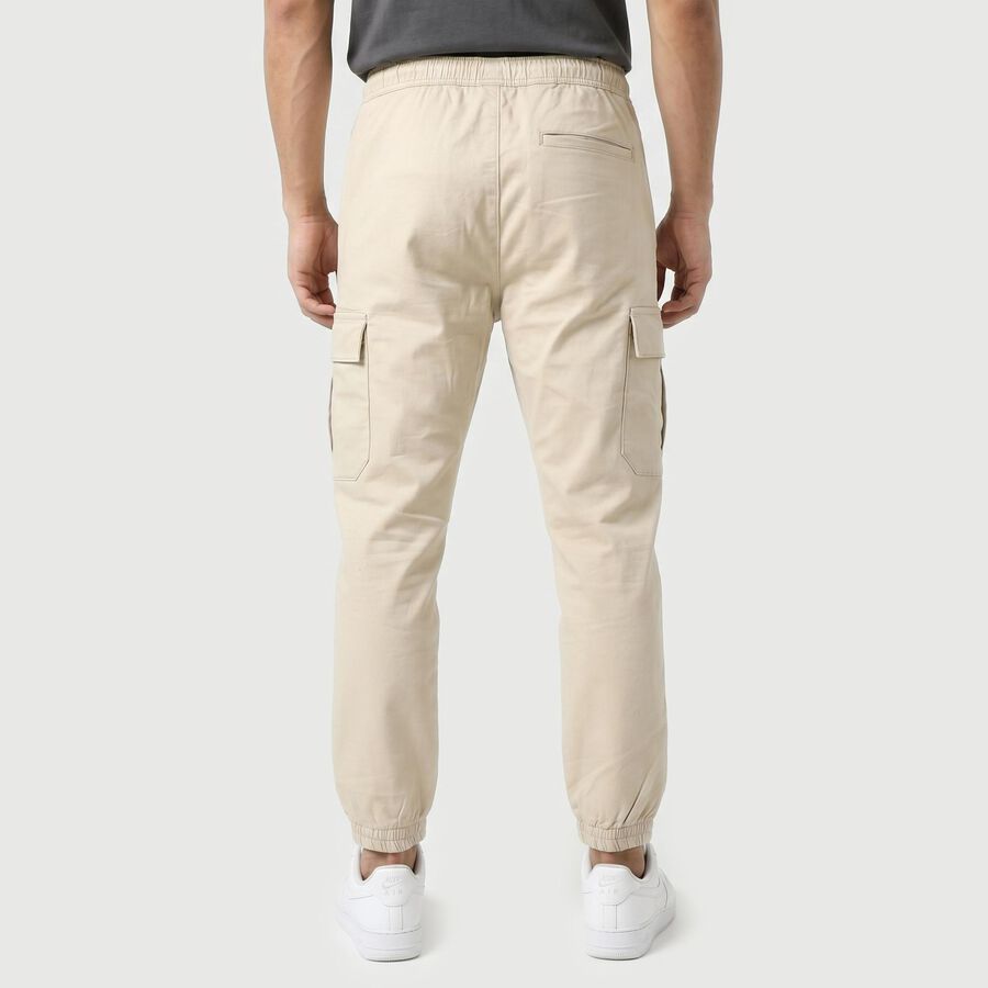 Men's Beige Regular Fit Cargo Jogger Track Pants, गहरा पीला, large