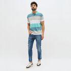 Men's Muted Teal and Grey Polo Collar Casual T-Shirt, Aqua, small image number null