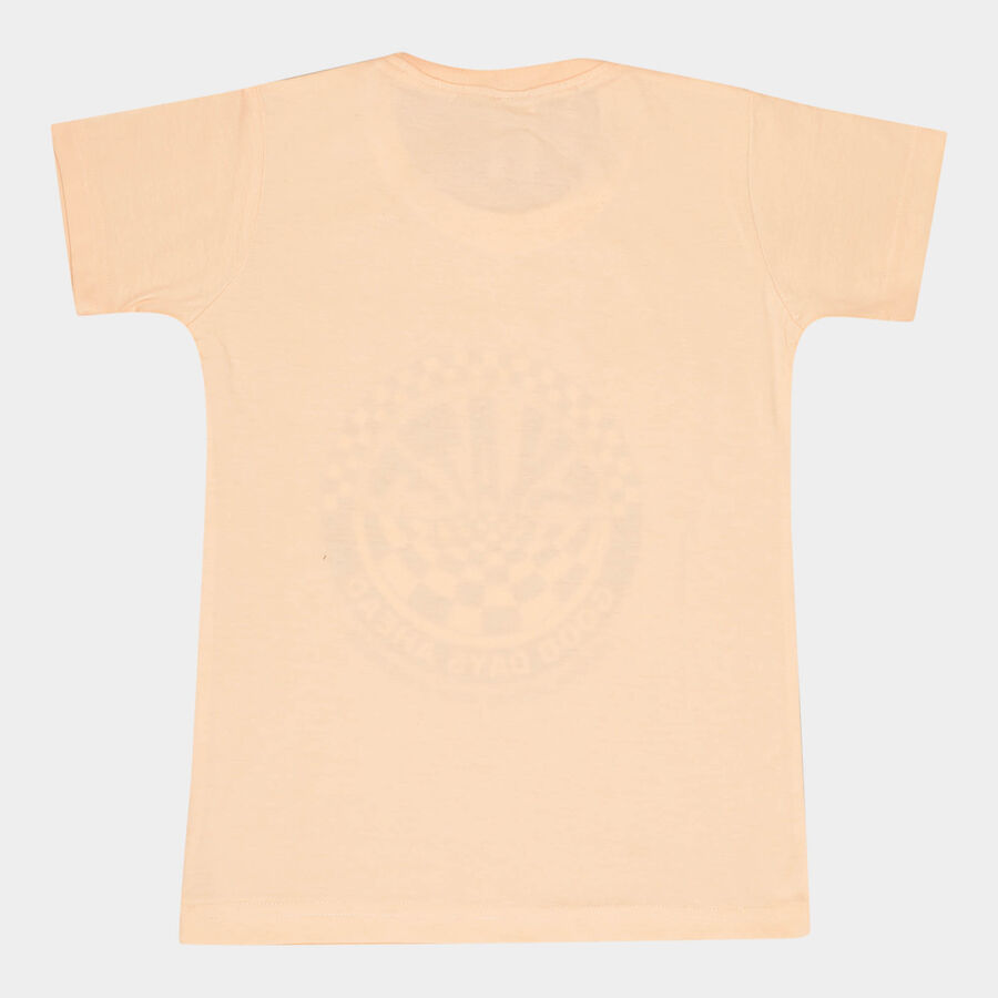 Boys Round Neck T-Shirt, Peach, large image number null