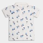 Boys' 100% Cotton Half Sleeves T-Shirt with Nautical Print, सफ़ेद, small image number null
