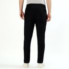 Men's Jet Black Slim Fit Tapered Track Pants, Black, small