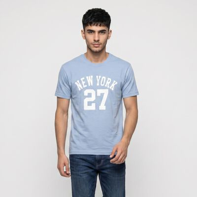 Men's Light Blue Round Neck Regular T-Shirt