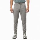 Men Grey Tapered Fit Side Panel Track Pants, Light Grey, small