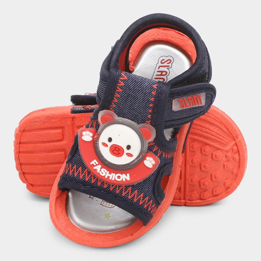 Boys' Bright Cherry Red and Deep Midnight Navy Strap Casual Sandals, लाल, large image number null