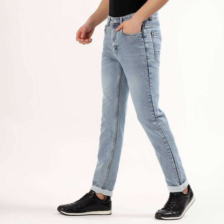 Men's Light Blue Slim Fit Classic Jeans, मध्यम नीला, large image number null