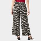 Women's Black Regular Fit Printed Palazzos, काला, small