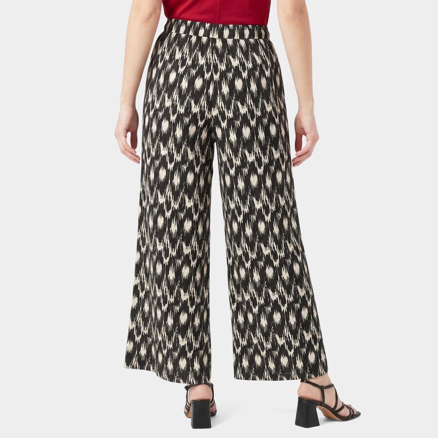 Women's Black Regular Fit Printed Palazzos, काला, large
