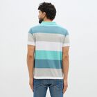 Men's Muted Teal and Grey Polo Collar Casual T-Shirt, Aqua, small image number null