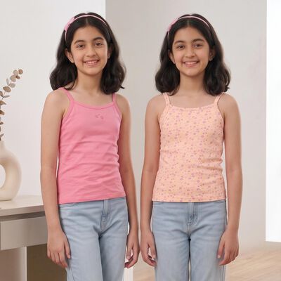 Girls Coral Cotton Strap Neck Sweater Vest