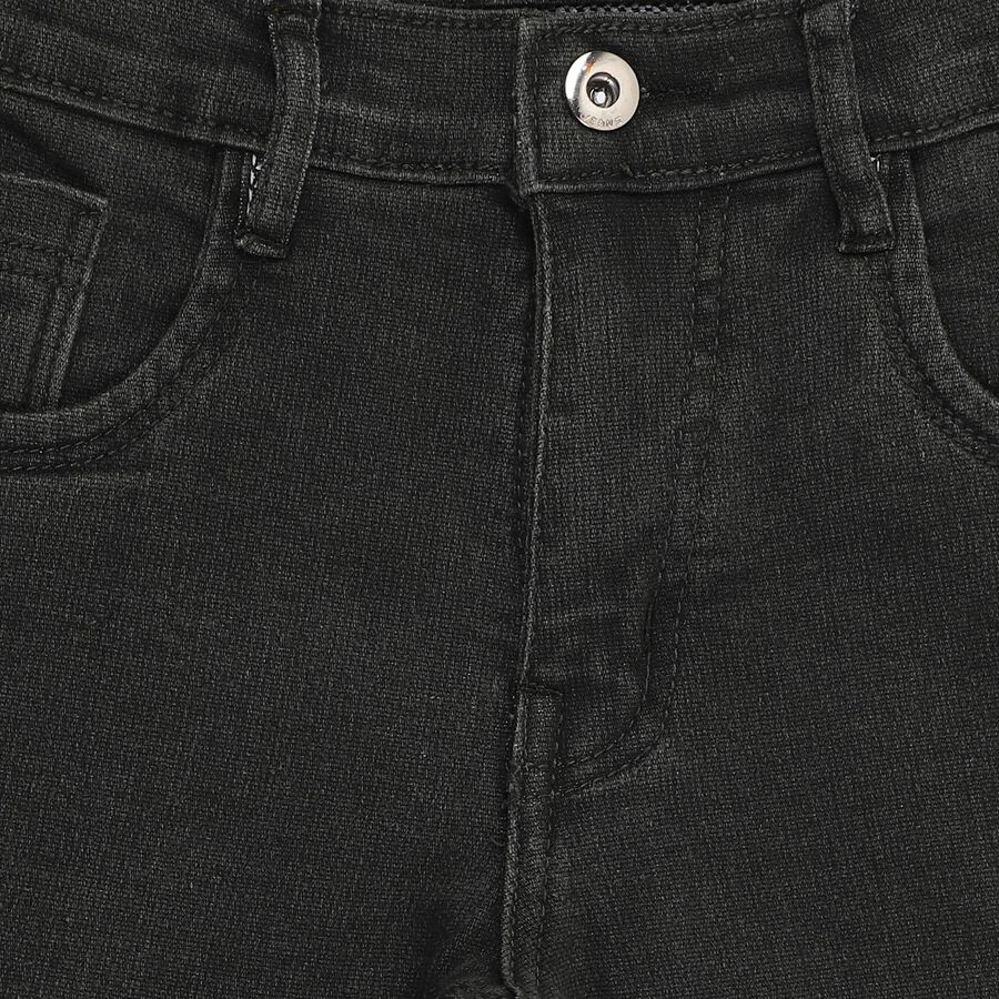 Boys' Faded Black Slim Fit Jeans, ओलिव, large image number null