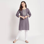 Cotton Straight Kurta, Dark Grey, small image number null