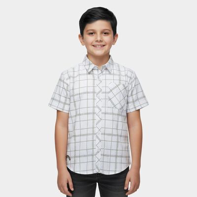 Boys Off-White Cotton Classic Collar Casual Shirt