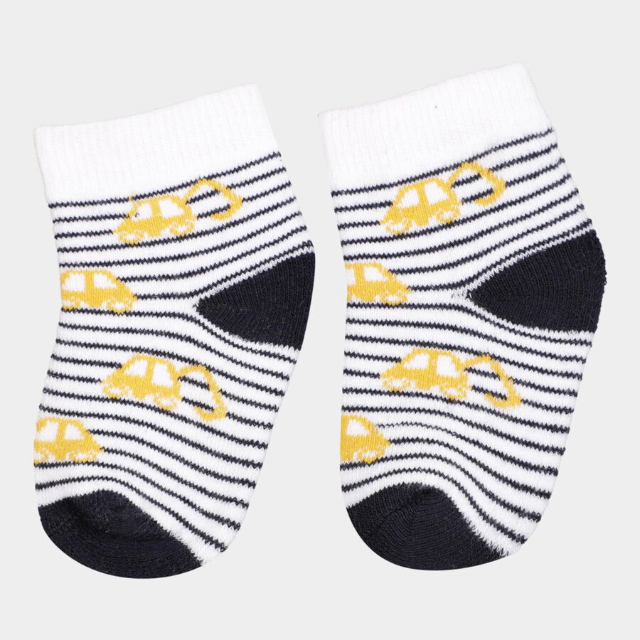 Infants Cotton Stripes Socks, Navy Blue, large image number null
