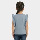 Girls Light Blue Cotton Round Neck Casual T-Shirt, Light Blue, small