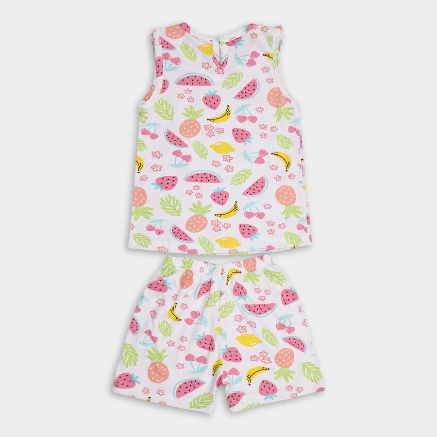 Infant Girls' 100% Cotton Short Set, सफ़ेद, large image number null