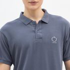 Men's Midnight Blue Cotton Polo Collar Classic T-Shirt, Mid Blue, small