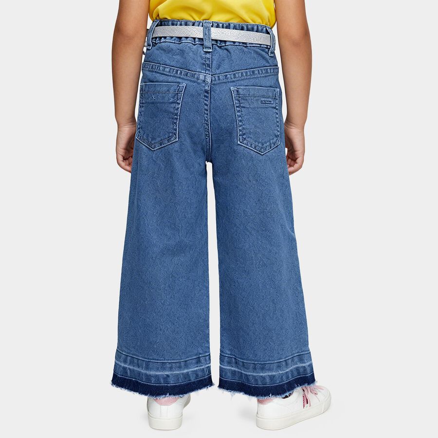 Girls' Blue Relaxed Fit Heart Patch Jeans, Mid Blue, large