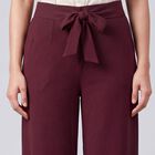 Women's Wine Regular Fit Solid Trousers, वाइन, small