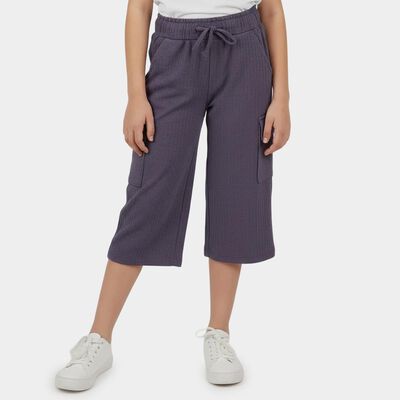 Girls Lilac Regular Fit Solid Capri