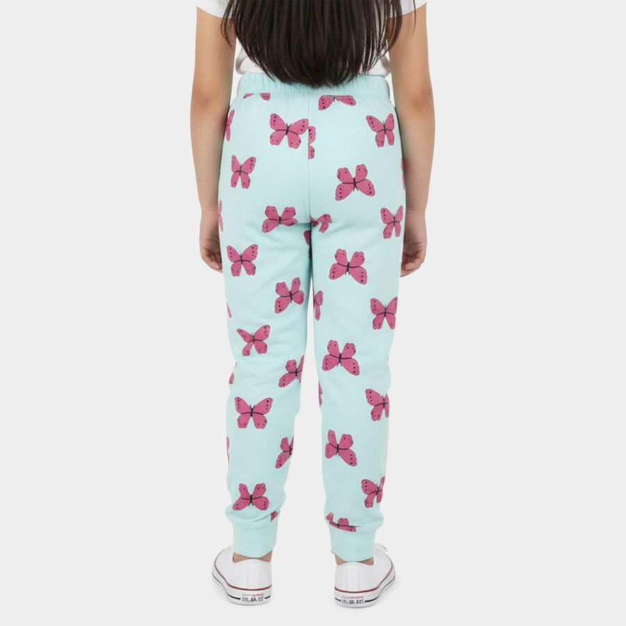 Girls' Aqua Cotton Blend Elastic Waist Pyjama, Aqua, large