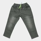 Boys' Olive Regular Fit Elastic Waist Jeans, ओलिव, small