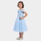 Girls' Light Blue Fit and Flare Bow Detail Party Wear Frock, Light Blue, small