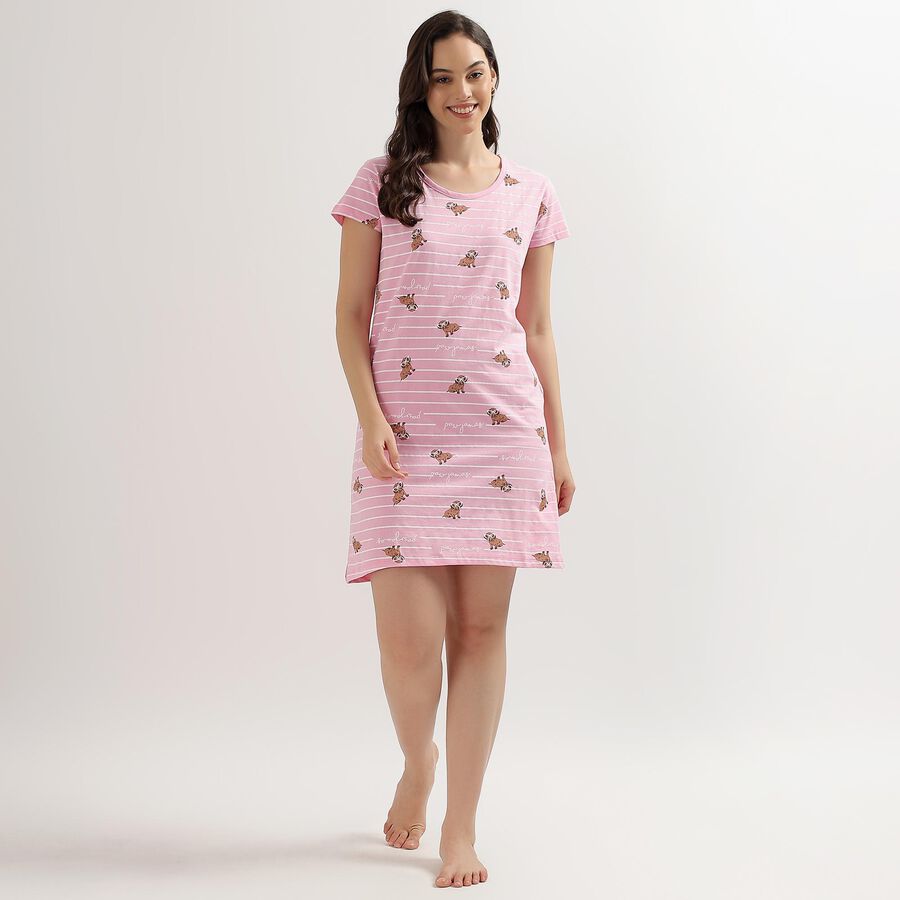 Ladies' 100% Cotton Nighty, Light Pink, large image number null