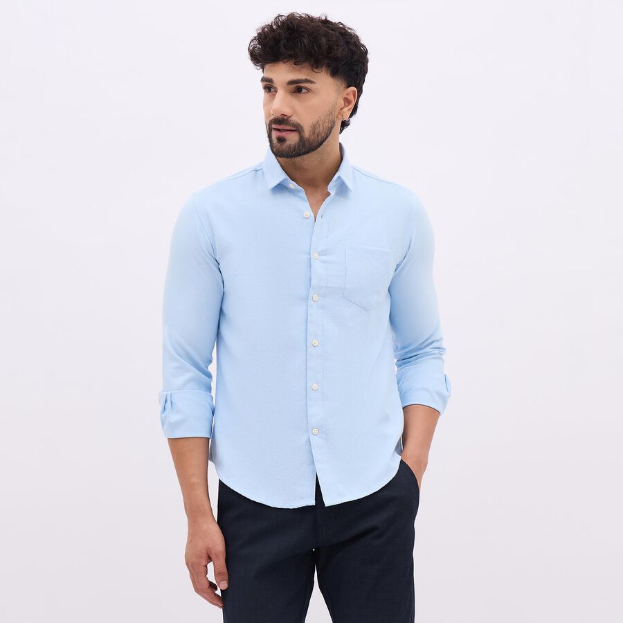 Men's Bright Aqua Classic Slim Fit Casual Shirt, Aqua, large