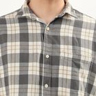 Men's Grey Cotton Classic Collar Casual Shirt, गहरा ग्रे, small