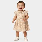 Infants' Off White Regular Fit Floral Printed Ruffle Collar Frock, Off White, small