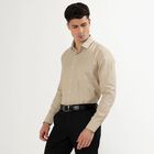 Men's Light Beige Classic Formal Shirt, गहरा पीला, small