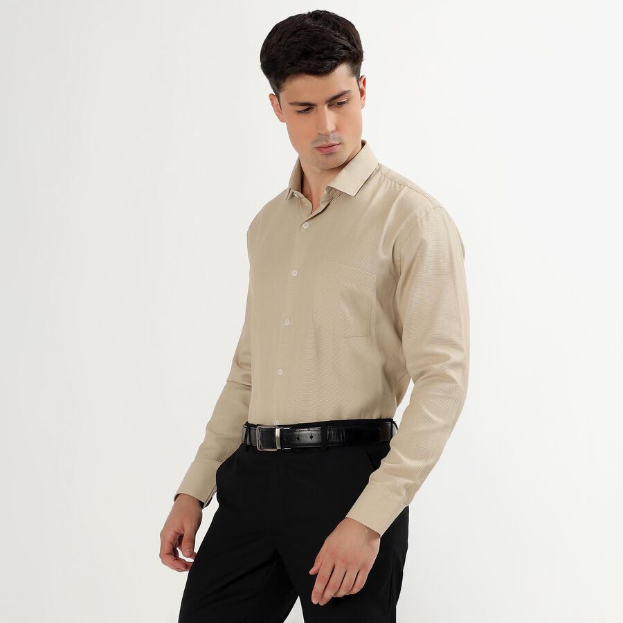 Men's Light Beige Classic Formal Shirt, गहरा पीला, large