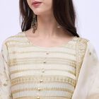 Women's Soft Ivory Round Neck Embroidered Anarkali Kurta, Beige, small image number null