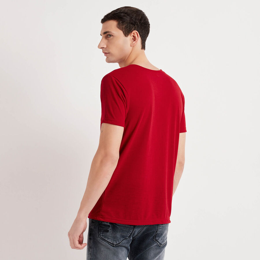 Round Neck T- Shirt, मरून, large image number null