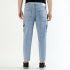 Men's Light Blue Relaxed Fit Cargo Jeans, हल्का नीला, small image number null