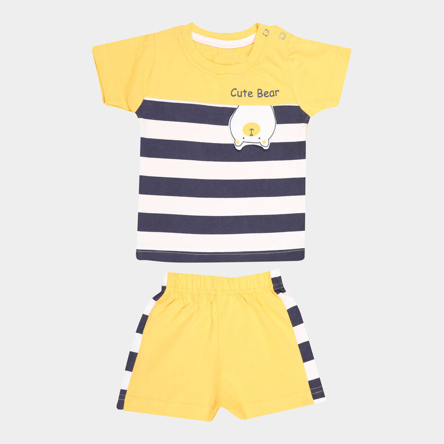 Infants Cotton Baba Suit, Yellow, large image number null
