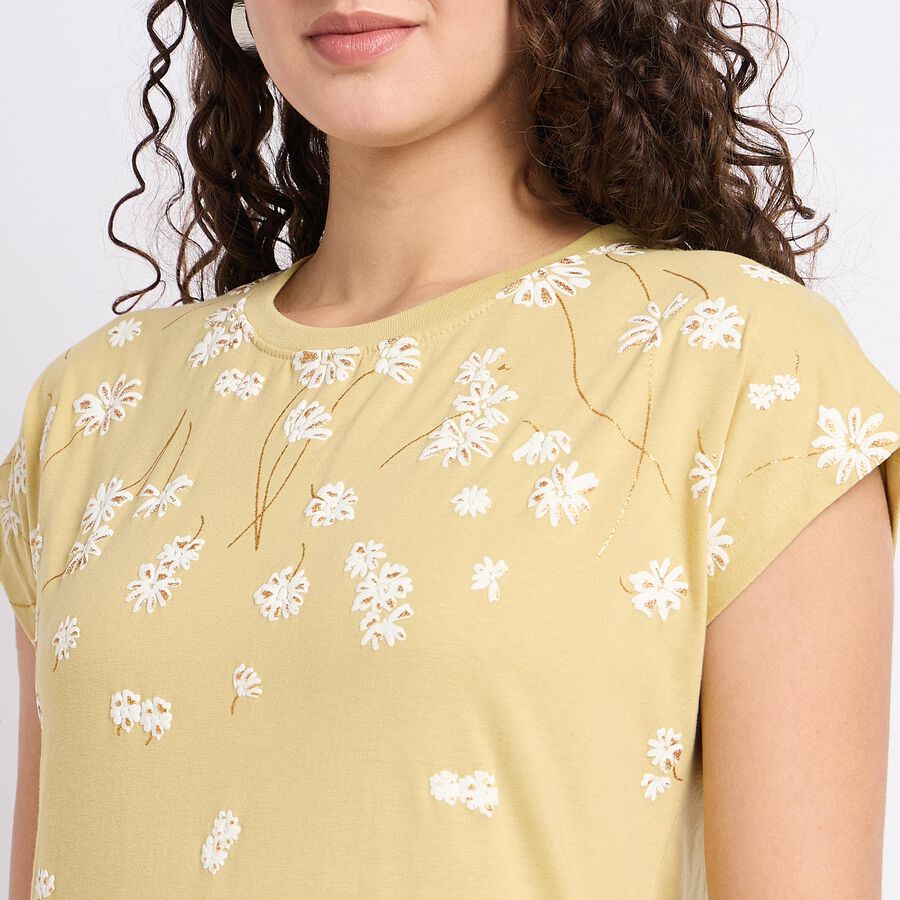Ladies' Round Neck T-Shirt , Khaki, large