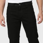 Men's Black Slim Fit Solid Jeans, काला, small