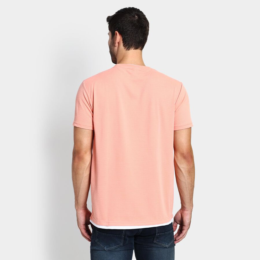 Men's Round Neck Half Sleeves T-Shirt , Coral, large image number null