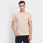 Men's Round Neck Half Sleeves T-Shirt, Beige, small image number null