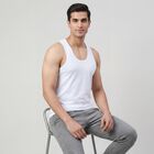 Men's White Cotton Round Neck Classic Vest, सफ़ेद, small