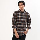 Men's Dark Plaid Cotton Full Sleeve Button-Down Shirt, गहरा हरा, small image number null