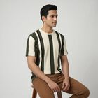 Men's White Round Neck Minimalist T-Shirt, Off White, small