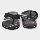Men's Black Printed Flip-Flop Slippers, Black, small